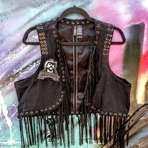 Faux Suede Fringe Vest